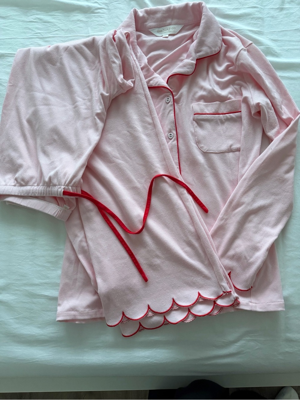 THE NAP CO
Stretch Pink Scallop PJ Set with red piping